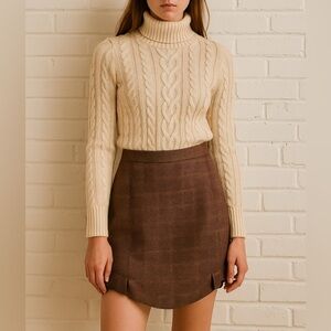ST-MARTINS Marvis wool blend checkered brown skirt